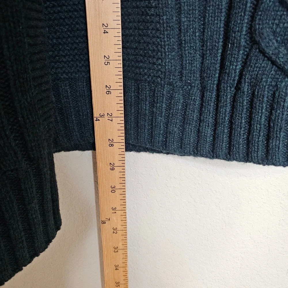 NWT Banana Republic Mens Green Italian Merino Wool Cable Knit Sweater Large